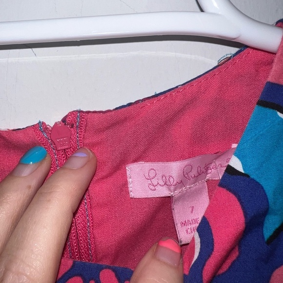 Lily Pulitzer Floral Kids Dress - Pink and Blue size 7 years - Picture 4 of 11